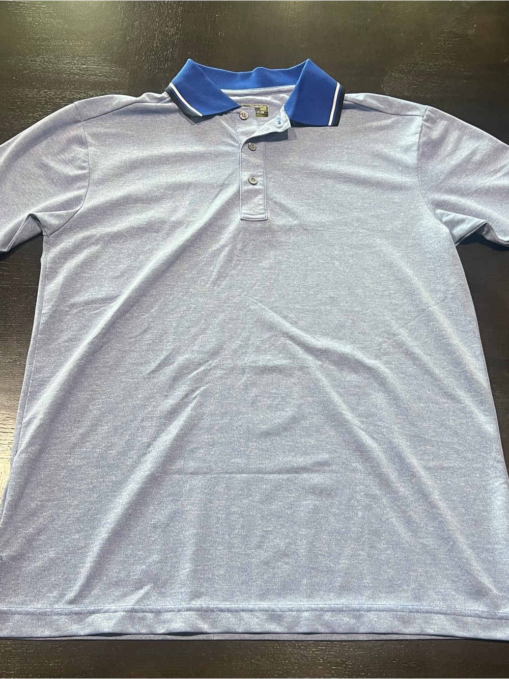 PGA TOUR Motionflux 360 Blue Solid Short Sleeve Logo Button Polo Shirt Men’s S